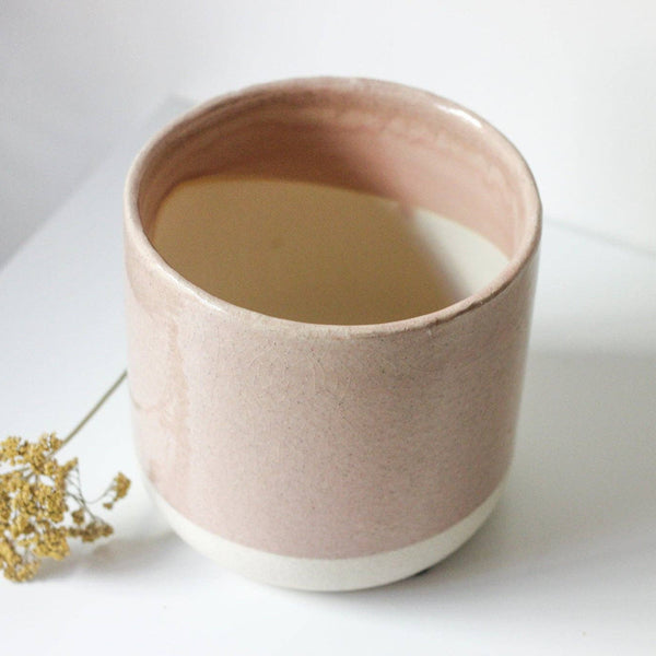 Large Blush Pink Ceramic Planter Pot with Crackle Glaze: 7