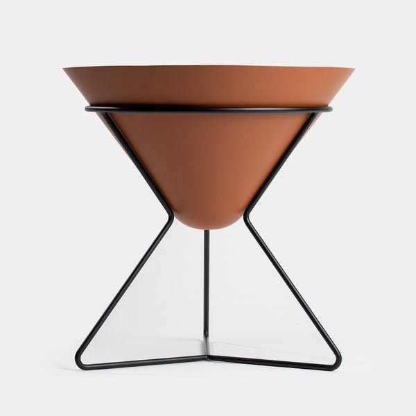 Huron 50 Large Mid Century Planter with Metal Stand