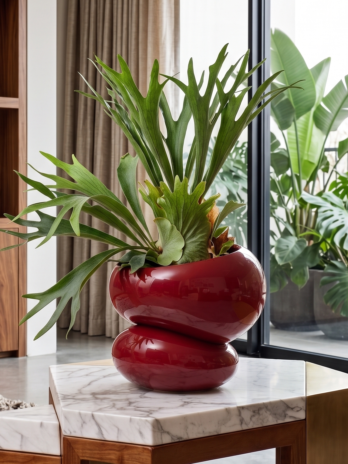 red plant pots indoor Light + Ladder: Fondra Self Watering Pot by Greenery Unlimited Oxblood