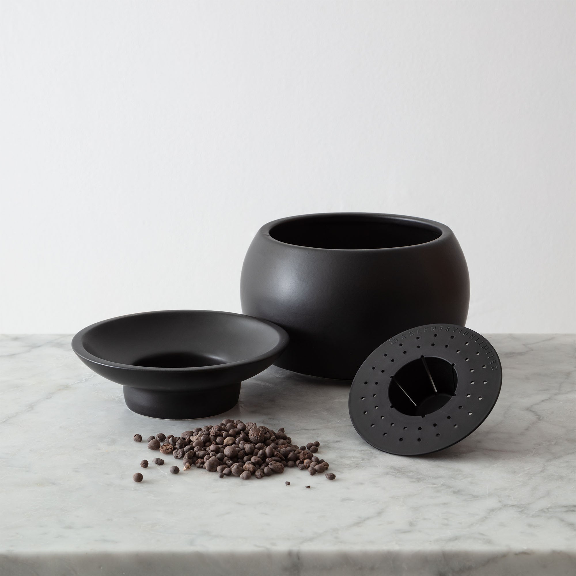 15 inch self watering planter Sutton 15 Ceramic Self Watering Pot Matte Black